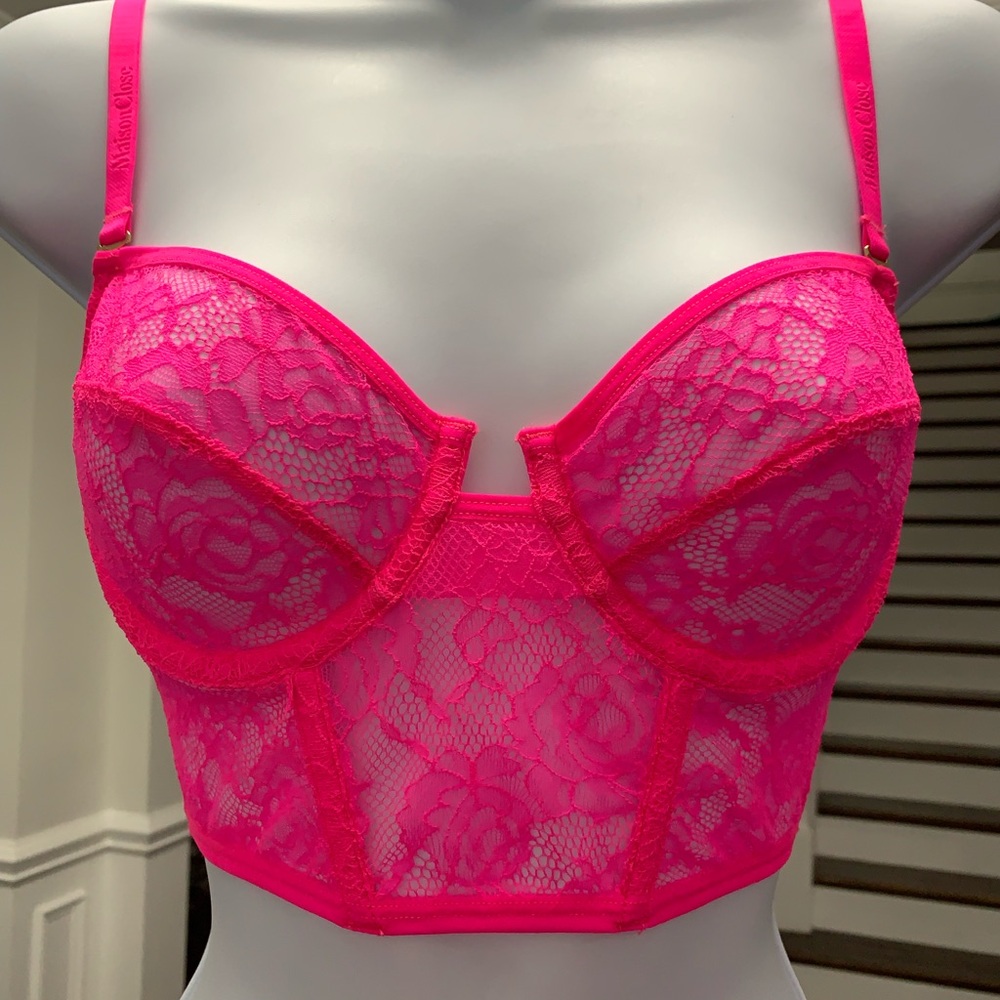 Maison Close Vibrant Pink Lace Long Line Bra